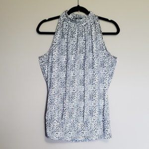 BLACK/WHITE ANIMAL PRINT HALTER NECK TOP - SZ MED.